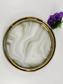 TREND HOME Lot de 2 plateaux blanc doré 40 et 35 cm - Bella Home