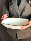 TREND HOME LEAF Assiette de service en porcelaine blanc/doré 30 cm