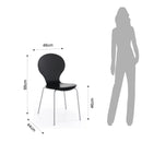 Set von 6 Stühlen Moderne Wohnzimmer, Wohn-Und Esszimmer Schwarz-Füße Chrom