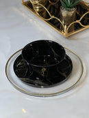 KATSU Service de table 18 pièces 6 personnes marbré noir - Bella Home