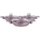 KARACA BIOGRANIT ROSEGOLD Set de 3 poêles avec couvercles - 6 Parça Sahan Seti
