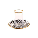 KARACA BLACK GOLD set verres à thé 6 personnes - 6'li çay seti