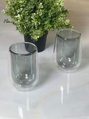 TREND HOME COLLECTION 2'Li  çift cidarlı, gri cam bardak 300ml