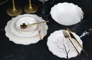 ZELLERFELD Tafelservice weiß mit goldenem Baum-Motiv 25 Teile 6 Personen