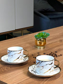 ZELLERFELD Marbré Set de tasses à thé/café avec liseré doré 12 pièces 6 personnes