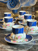 ACAR Set mit 6 Kaffeetassen aus Porzellan
